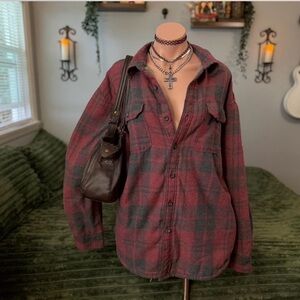Wrangler Red and Black Plaid Utility Jacket XL
